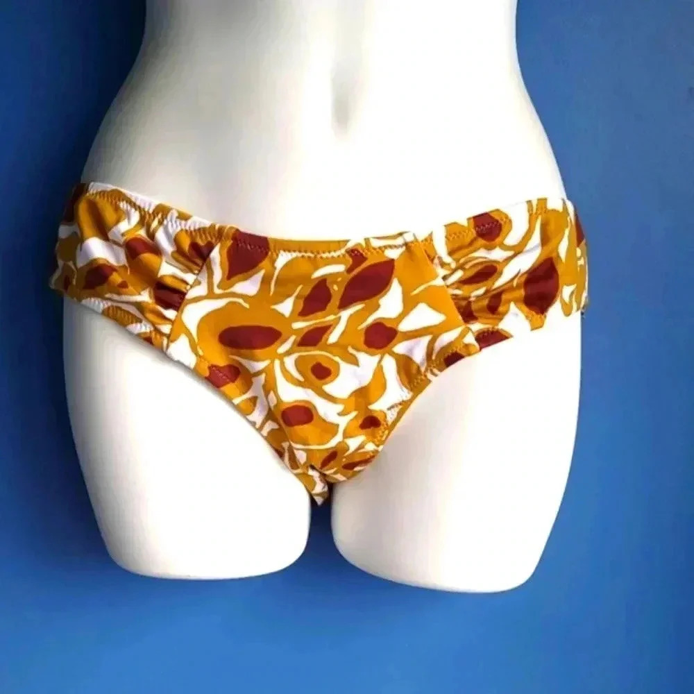 NET BCBG MAXAZRIA Vintage Brown & White Swim Bikini Bottom Size M